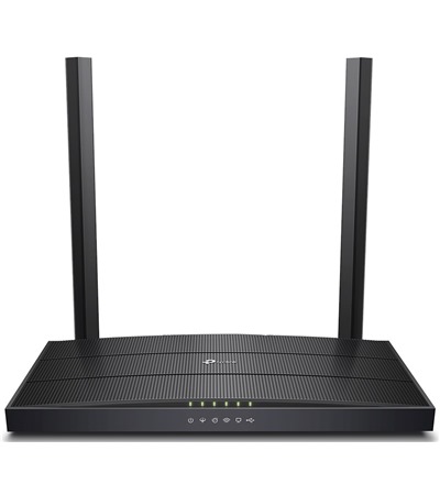 TP-Link Archer VR400 ADSL/VDSL modem / router ern Tech-Protect PC6X6 prodluovac kabel 2m 6x zsuvka, 3x USB-A 3x USB-C 