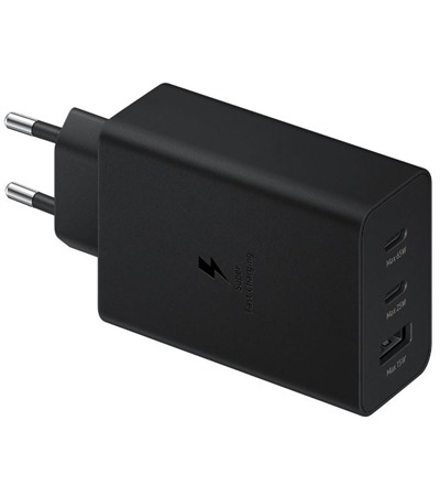 Samsung 65W Trio nab�je�ka s 2xUSB-C / USB-A portem bez kabelu �ern� (EP-T6530NBE) Sleva 15% na organiz�r kabel�  ,Tech-Protect PC6X6 prodlu�ovac� kabel 2m 6x z�suvka, 3x USB-A 3x USB-C 