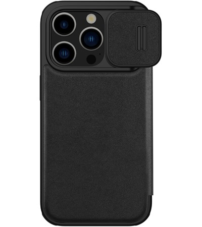 Nillkin Qin Book Pro Plain Leather flipov pouzdro s krytkou kamery pro Apple iPhone 15 Pro Max ern