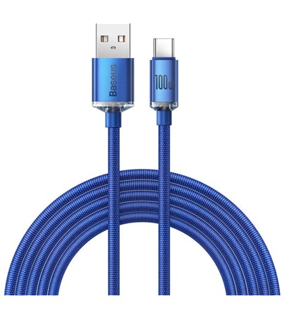 Baseus Crystal Shine Series USB-A / USB-C 100W 2m opleten modr kabel Sleva 15% na organizr kabel