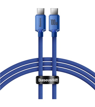 Baseus Crystal Shine Series kabel USB-C / USB-C 100W 1,2m modrý