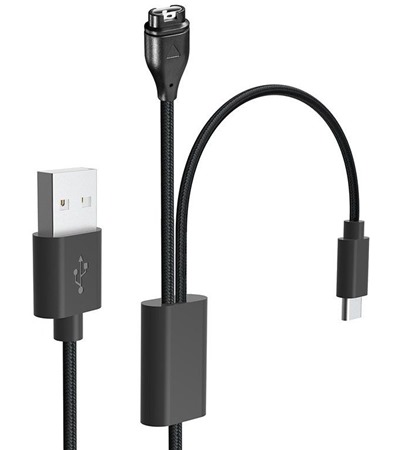 Tactical USB-A nabíjecí a datový Kabel 2v1 pro Garmin Fenix 7 + USB-C černý Sleva 15% na organizér kabelů