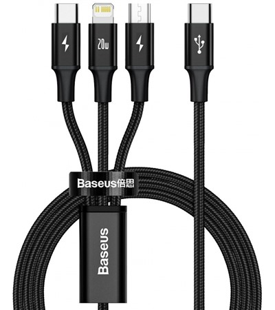 Baseus Rapid 3v1 USB-C / micro USB, USB-C, Lightning, 1,5m opleten ern kabel Sleva 15% na organizr kabel  