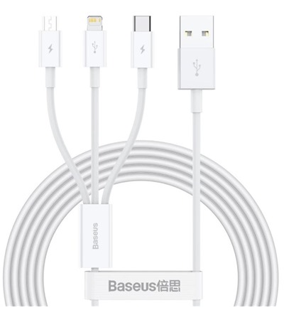 Baseus Superior 3v1 USB-A / USB-C, Lightning, micro USB, 1,5m opleten bl kabel Sleva 15% na organizr kabel