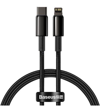 Baseus Tungsten Gold USB-C / Lightning 20W 1m opleten ern kabel Sleva 15% na organizr kabel