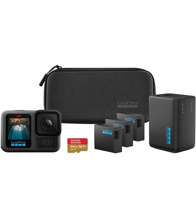 GoPro HERO13 Black Power Bundle ak�n� kamera �ern� GoPro Zak�iven� + ploch� nalepovac� dr��ky (Curved + Flat Adhesive Mounts) pro v�echny GoPro kamery ,GoPro Contacto pro HERO13 Black ,GoPro Ochrann� kryt (Protective Housing) pro HERO13 ,GoPro baterie Enduro pro HERO13 Black ,GoPro baterie Enduro baterie pro HERO13 Black 2-balen� ,GoPro ND filtr � 4 modely (ND Filter 4-Pack) pro HERO13 ,GoPro Ultra �irok� modul�rn� objektiv (Ultra Wide Lens Mod) pro v�echny GoPro kamery ,GoPro 3-Way 2.0 pro v�echny GoPro kamery ,GoPro Shorty - mini teleskopick� 