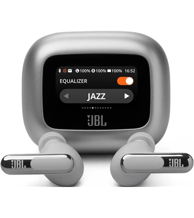 JBL Live Beam 3 bezdrtov sluchtka s dotykovm displejem a potlaenm hluku stbrn Tech-Protect PC6X6 prodluovac kabel 2m 6x zsuvka, 3x USB-A 3x USB-C 