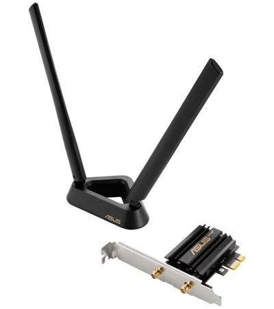 ASUS PCE-AXE59BT sov karta s podporou Wi-Fi 6E a Bluetooth ern LDNIO SC10610 prodluovac kabel 2m 10x zsuvka, 5x USB-A, 1x USB-C bl 