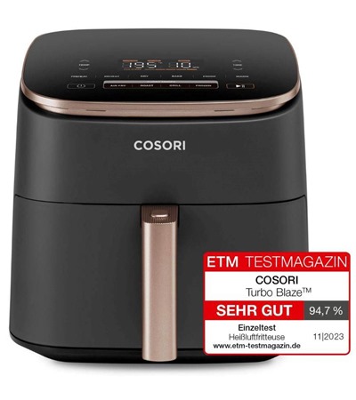 Cosori TurboBlaze Pro 6,2l horkovzdun fritza ern Cosori paprov formy pro horkovzdun fritzy 100ks (20cm - 4.5-6L) ,Tech-Protect PC6X6 prodluovac kabel 2m 6x zsuvka, 3x USB-A 3x USB-C 