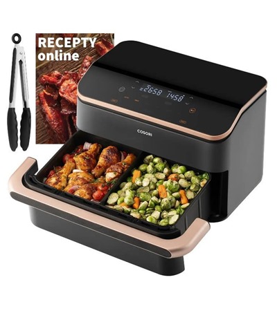 Cosori TF101S Dual Blaze TwinFry 10l horkovzdu�n� frit�za �ern� Cosori pap�rov� formy pro horkovzdu�n� frit�zy 100ks (20cm - 4.5-6L) ,Cosori univerz�ln� 6-d�ln� sada p��slu�enstv� ,Tech-Protect PC6X6 prodlu�ovac� kabel 2m 6x z�suvka, 3x USB-A 3x USB-C 