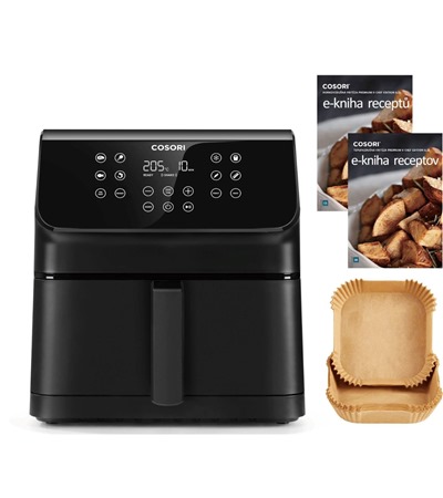 Cosori P651 Premium II Chef Edition 6,2l horkovzdu�n� frit�za �ern� Cosori pap�rov� formy pro horkovzdu�n� frit�zy 100ks (20cm - 4.5-6L) ,Tech-Protect PC6X6 prodlu�ovac� kabel 2m 6x z�suvka, 3x USB-A 3x USB-C 