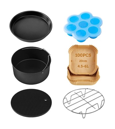 Cosori univerz�ln� 6-d�ln� sada p��slu�enstv� Cosori pap�rov� formy pro horkovzdu�n� frit�zy 100ks (20cm - 4.5-6L) ,Tech-Protect PC6X6 prodlu�ovac� kabel 2m 6x z�suvka, 3x USB-A 3x USB-C 