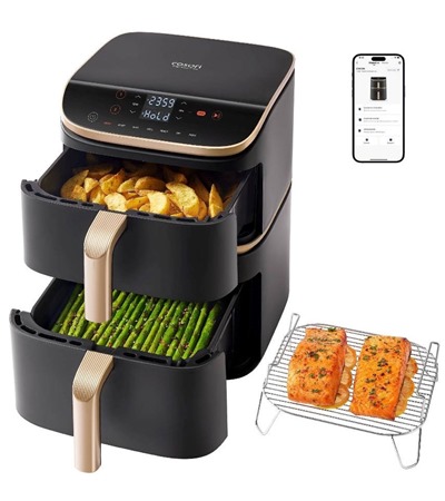 Cosori Turbo Tower Pro Smart chytr horkovzdun fritza ern Cosori paprov formy pro horkovzdun fritzy 100ks (20cm - 4.5-6L) ,Tech-Protect PC6X6 prodluovac kabel 2m 6x zsuvka, 3x USB-A 3x USB-C 