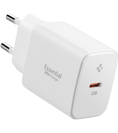 Spigen Essential 20W USB-C/USB-A nab�je�ka bez kabelu b�l� (EE202EU) Tech-Protect PC6X6 prodlu�ovac� kabel 2m 6x z�suvka, 3x USB-A 3x USB-C 