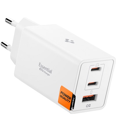 Spigen Essential 67W USB-C/USB-A nab�je�ka bez kabelu b�l� (EE673EU) Tech-Protect PC6X6 prodlu�ovac� kabel 2m 6x z�suvka, 3x USB-A 3x USB-C 