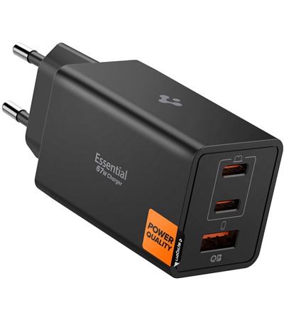 Spigen Essential 67W USB-C/USB-A nab�je�ka bez kabelu �ern� (EE673EU) Tech-Protect PC6X6 prodlu�ovac� kabel 2m 6x z�suvka, 3x USB-A 3x USB-C 