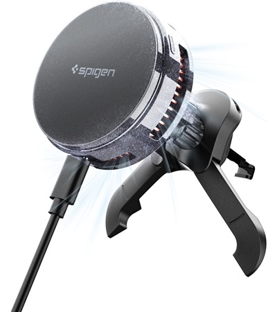 Spigen Essential Peltier magnetick� dr��k do ventilace s 25W bezdr�tov�m nab�jen�m �ern� (EV25MFAQ)