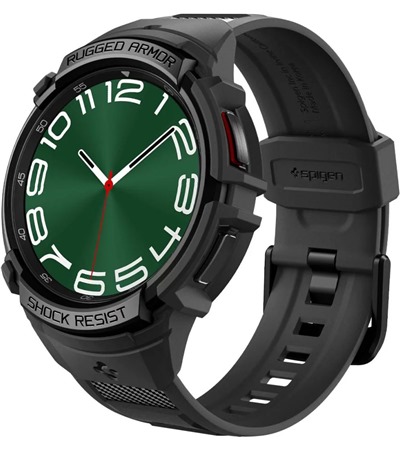 Spigen Rugged Armor Pro kompletn pouzdro s emnkem pro Samsung Galaxy Watch6 Classic 47mm ern