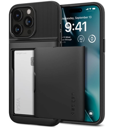 Spigen Slim Armor CS zadn� kryt s prostorem na karty pro Apple iPhone 15 Pro �ern�