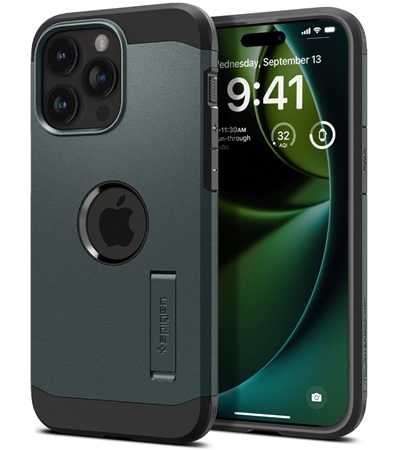Spigen Tough Armor odoln zadn kryt s podporou MagSafe pro Apple iPhone 15 Pro zelen