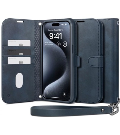 Spigen Wallet S Pro flipov pouzdro pro Apple iPhone 15 Pro modr