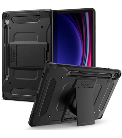Spigen Tough Armor Pro odoln zadn kryt se zabudovanm stojnkem pro Samsung Galaxy Tab S9 ern