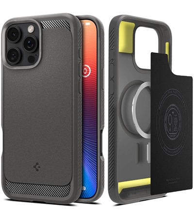 Spigen Rugged Armor odoln� zadn� kryt s podporou MagSafe pro Apple iPhone 16 Pro �ern�