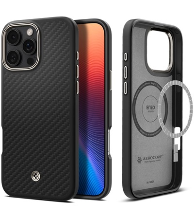 Spigen Enzo Aramid aramidov kryt s podporou MagSafe pro Apple iPhone 16 Pro Max ern