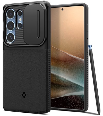 Spigen Optik Armor zadn� kryt s krytkou kamery pro Samsung Galaxy S25 Ultra �ern�