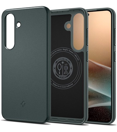 Spigen Thin Fit tenk zadn kryt s podporou MagSafe pro Samsung Galaxy S25 zelen