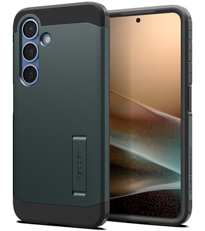 Spigen Tough Armor odoln� zadn� kryt s podporou MagSafe pro Samsung Galaxy S25 zelen�