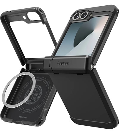 Spigen Tough Armor Pro odoln� zadn� kryt se stoj�nkem a MagSafe pro Samsung Galaxy Z Flip7 FE / Flip6 �ern�