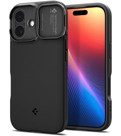 Spigen Optik Armor zadn� kryt s krytkou kamery a podporou MagSafe pro Apple iPhone 17 �ern�