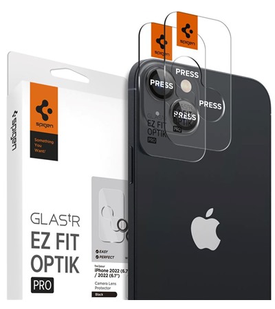 Spigen tR EZ Fit Optik Pro tvrzen sklo na oky fotoapartu pro Apple iPhone 14 / Plus ern 2ks
