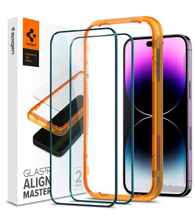 Spigen Glas.tR AlignMaster tvrzen sklo pro Apple iPhone 14 Pro ern 2ks