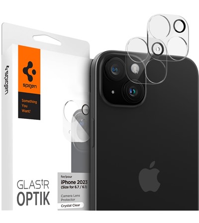 Spigen Glass.tR EZ Fit Optik tvrzen sklo na oky fotoapartu pro Apple iPhone 15 / 15 Plus 2ks ir