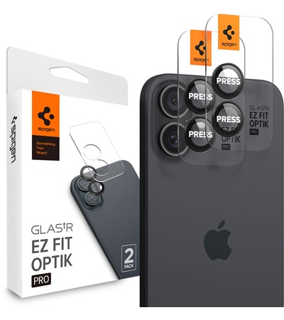 Spigen Glass.tR EZ Fit Optik Pro tvrzen� sklo na �o�ky fotoapar�tu pro Apple iPhone 16 / 16 Plus 2ks �ern�