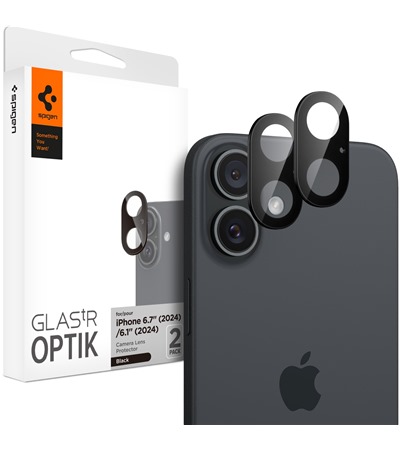 Spigen Glass.tR Optik tvrzen sklo na oky fotoapartu pro Apple iPhone 16 / 16 Plus 2ks ern