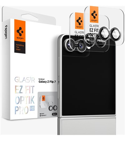 Spigen Glass.tR EZ Fit Optik Pro HD tvrzen� sklo na �o�ky fotoapar�tu pro Samsung Galaxy Z Flip7 2ks �ern�