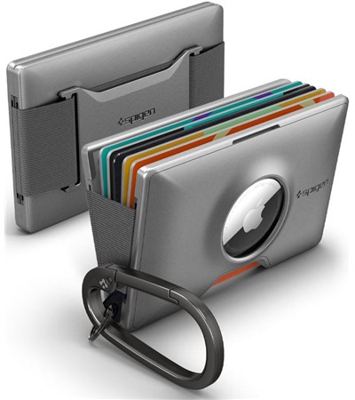 Spigen Wallet S Card Holder with Card Key Ring pen�enka s karabinou pro Apple AirTag �ed�