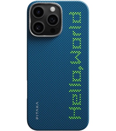 Pitaka Hello World Tactile Woven Case fosforeskuj�c� aramidov� zadn� kryt pro Apple iPhone 16 Pro 2,5D sklo zdarma ,Sleva 5 % na dr��k 