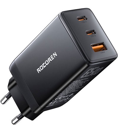 Rocoren GaN Pro 65W nabjeka do st ern Tech-Protect PC6X6 prodluovac kabel 2m 6x zsuvka, 3x USB-A 3x USB-C 