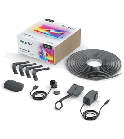 Nanoleaf 4D TV Screen Mirror Starter Kit ambientn osvtlen pro televize do hlopky 85'' Tech-Protect PC6X6 prodluovac kabel 2m 6x zsuvka, 3x USB-A 3x USB-C 