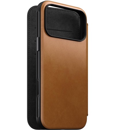 Nomad Modern Leather Folio ko�en� flipov� pouzdro pro Apple iPhone 17 Pro Max sv�tle hn�d�