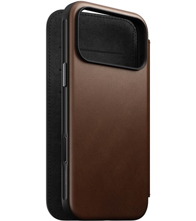 Nomad Modern Leather Folio ko�en� flipov� pouzdro pro Apple iPhone 17 Pro Max sv�tle hn�d�