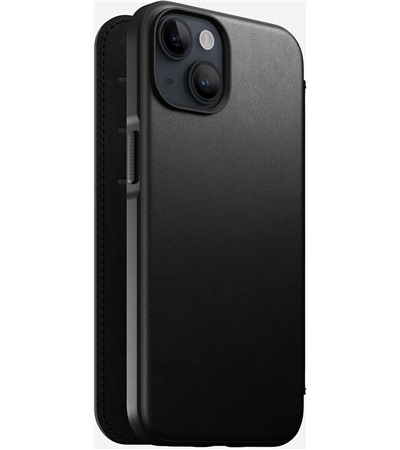 Nomad Modern Leather Folio kožené flipové pouzdro pro Apple iPhone 15 černé