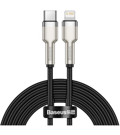 Baseus Cafule Series USB-C / Lightning 20W 2m opletený černý kabel Sleva 15% na organizér kabelů