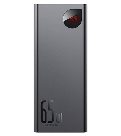 Baseus Adaman Metal powerbanka 65W 20000mAh PD / QC ern Tech-Protect PC6X6 prodluovac kabel 2m 6x zsuvka, 3x USB-A 3x USB-C 