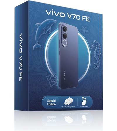 vivo V70 FE 8GB / 256GB Dual SIM Ocean Blue + sluch�tka Buds Air3 a nab�je�ka FlashCharge 90W