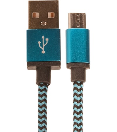 CellFish USB-A / micro USB, 1m opleten modr kabel